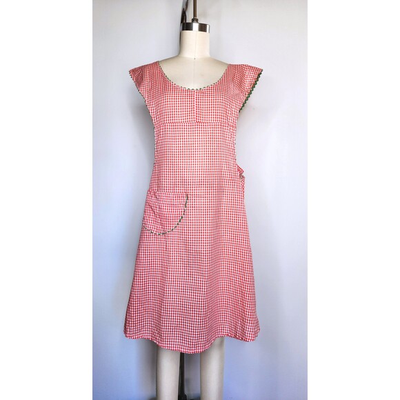 Vintage 1940s Apron - Gingham Plaid Checkered Apron Cottage Chic French Country - Picture 2 of 8